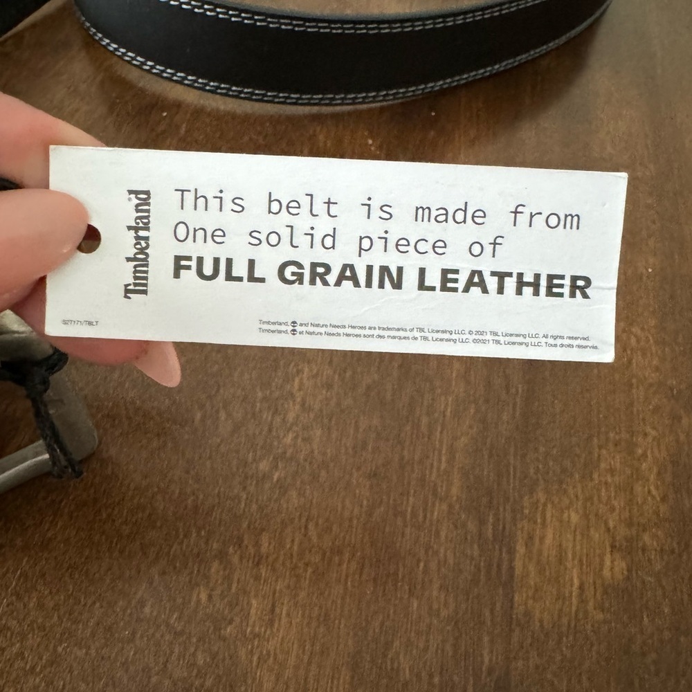 NWT! Timberland Leather Belt, sz L - Picture 5 of 6